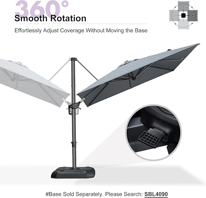 PURPLE LEAF 8 Feet Patio Umbrella Outdoor Cantilever Square Umbrella Aluminum - Image 6