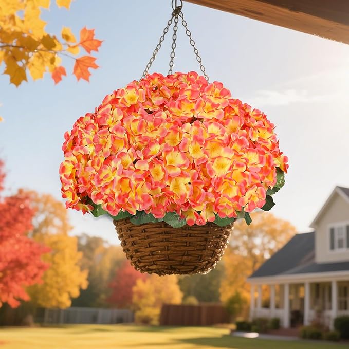 Artificial Fall Flowers for Outdoors, 6 Bundles Realistic Silk Fake Geraniums - Image 4