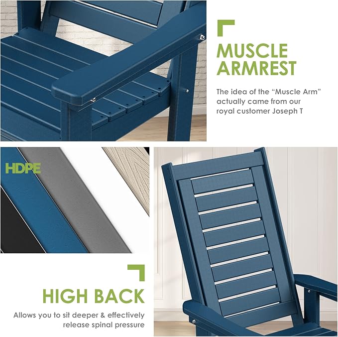 GREENVINES Outdoor Rocking Chairs | Set of 4 | Porch Rocker | HDPE Plastic | - Image 8