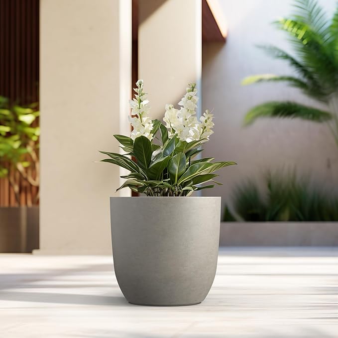 Kante 16.5" Dia Round Concrete Planter, Large Outdoor Modern Indoor Decorative - Image 4