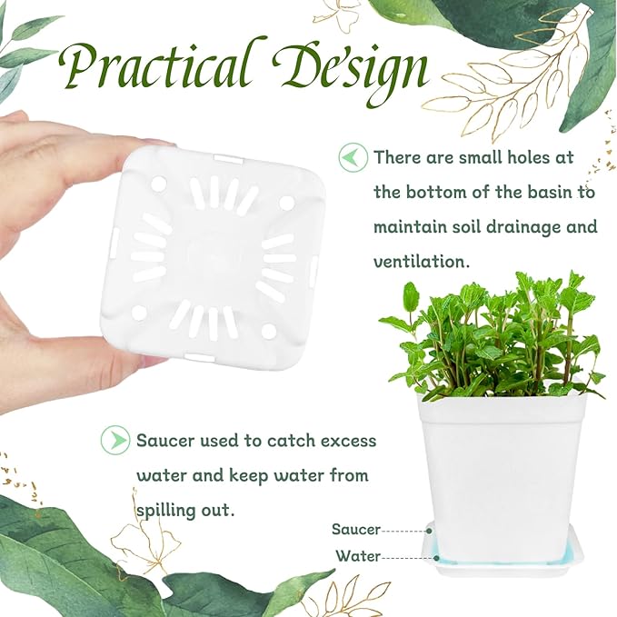 OJYUDD 72 Pcs 3 Inch White Square Plastic Pots - Image 3