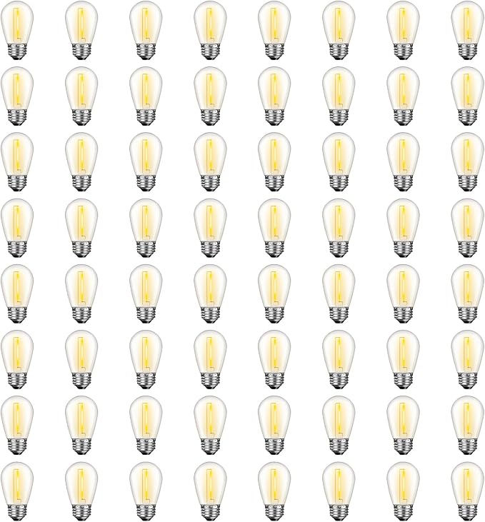 64 Pack S14 LED Bulbs for Outdoor String Lights, Shatterproof Replacement by GvvooHome