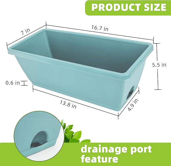 Window Box Planter, 7 Pack Plastic Vegetable Flower Planters Boxes 17 Inches - Image 3