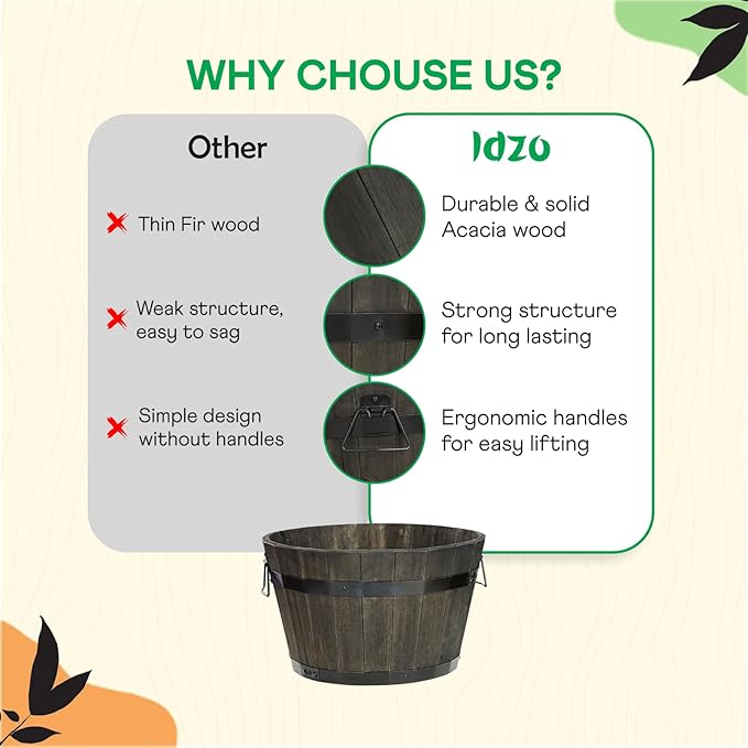 Idzo Set of 3 Wooden Flower Planters - Image 7