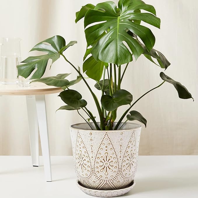 Gepege 8 Inch Plant Pot, Creamy White Ceramic Planter - Image 5