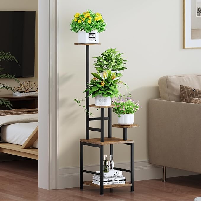 Round Plant Stand Indoor with Grow Light, 5-Tiered Tall Plant Stand Indoor - Image 2