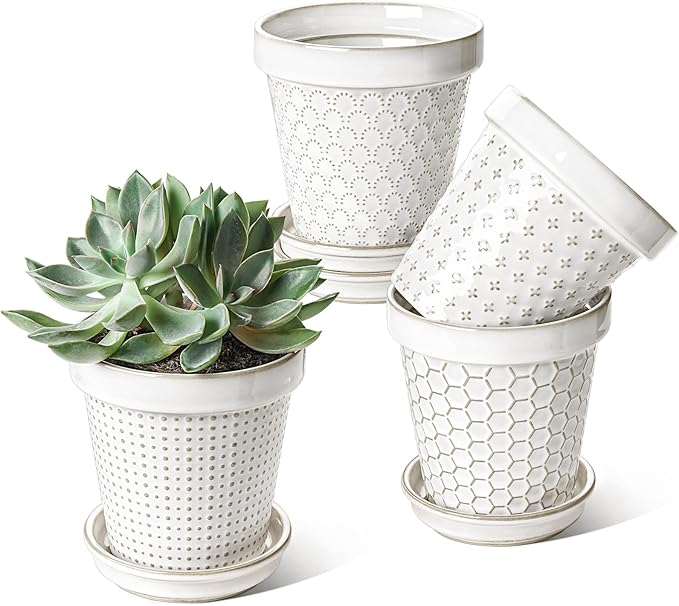 LE TAUCI Ceramic Plant Pots, 4.9 Inch Flower Pots by LETAUCI