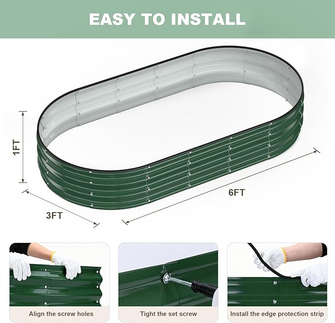Raised Garden Bed, Oval Metal Planter Box - Image 6