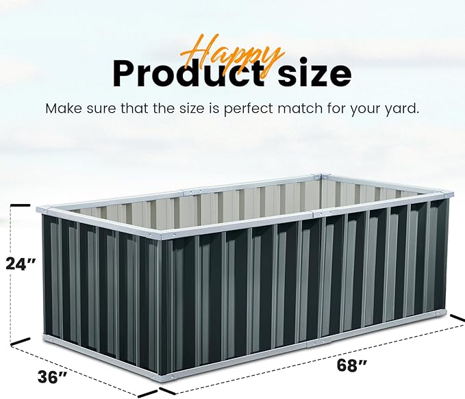 KING BIRD Raised Garden Bed 68" x 36" x 24" Heightened Galvanized Steel Metal - Image 8
