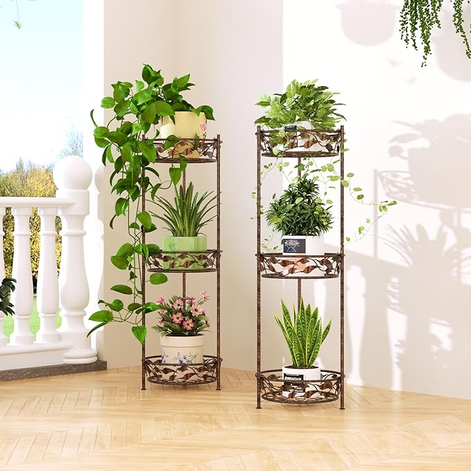 Plant Stand, Heavy Duty Metal Plant Stand Indoor Outdoor, Tall 3 Tiers Plant - Image 7