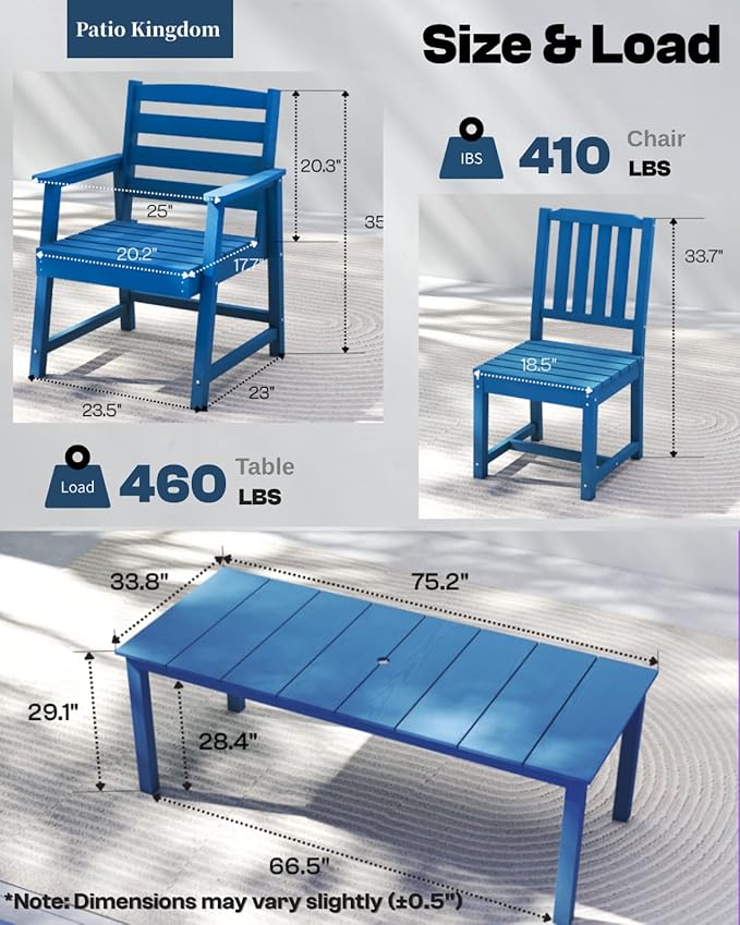 Navy Blue 9-Piece Outdoor Dining Set - Image 6