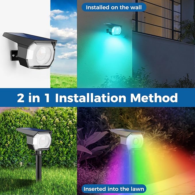 Peasur 6 Pack Solar Spot Lights Outdoor Color Changing, 7 Modes Halloween RGB - Image 4