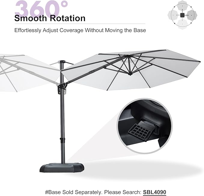 PURPLE LEAF 10 Feet Patio Umbrella Outdoor Cantilever Round Umbrella Aluminum - Image 8