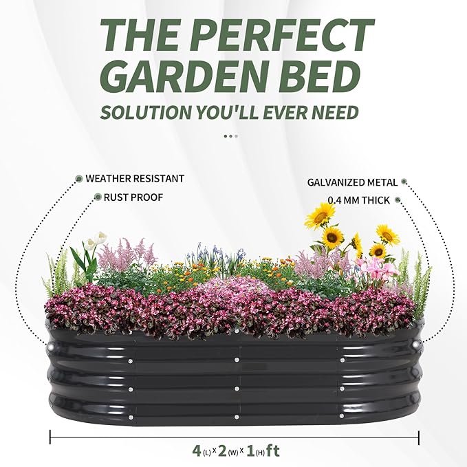 1MORE Galvanized Raised Garden Bed- Planter Garden Boxes Outdoor, Raised Beds - Image 4