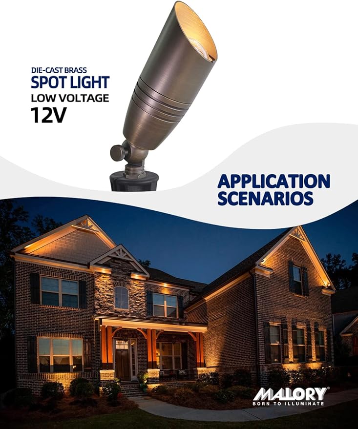 MALORY Brass Landscape Spotlights 12-Pack - Image 2