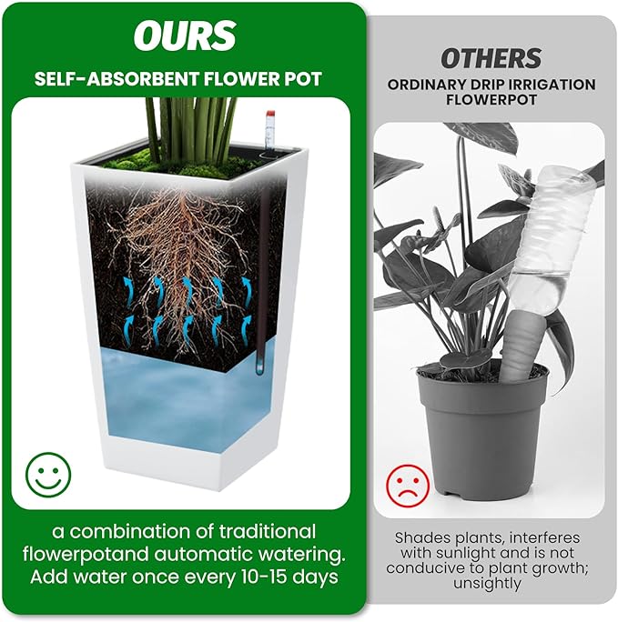 Garvee 16" Tall Planters Set of 4, Outdoor＆Indoor Black Planter Pots, High - Image 9