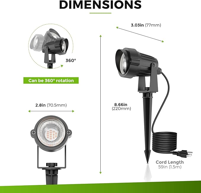 L LOHAS LED Landscape Spot Lights Outdoor, Dusk to Dawn Sensor 5W LED Spotlights - Image 7