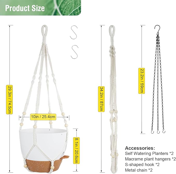 10 inch Self Watering Hanging Planters, 2 Pack Hanging Baskets - Image 2