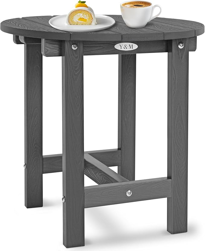Y&M Outdoor Side Table, Waterproof Four-Legged Round Entryway End Table - Image 7