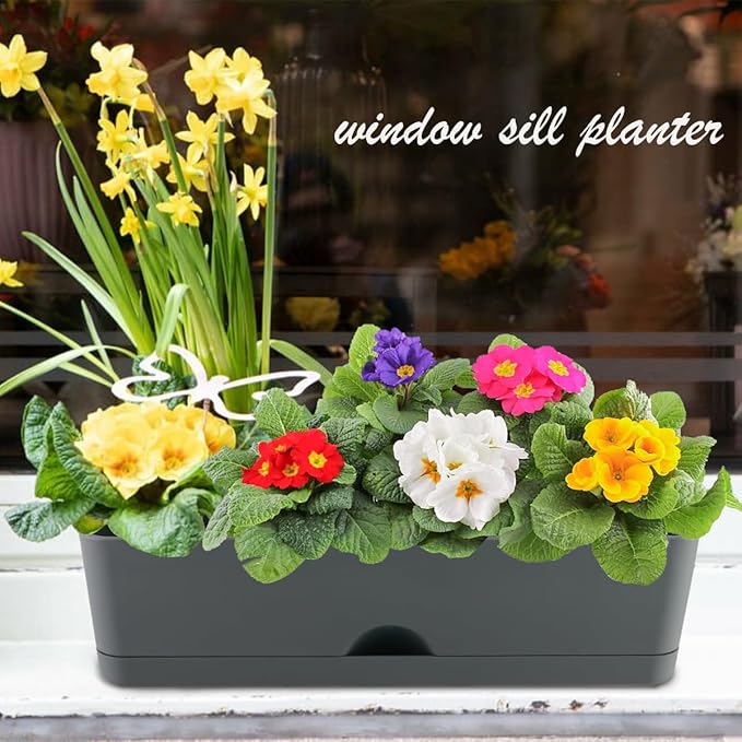 6 Pack Rectangle Planter 16x4.4 Inch Window Boxes Planters Rectangular Large - Image 6