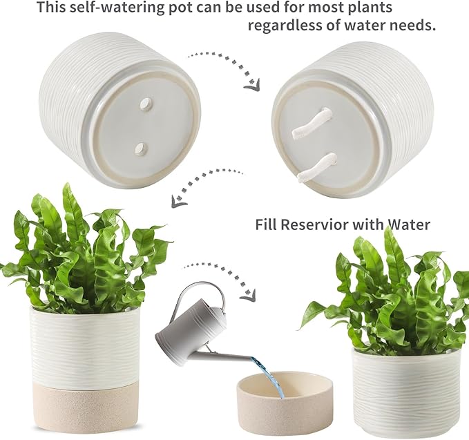 Nihow Self Watering Plant Pot: 4.5 Inch Ceramic Planter - Image 3
