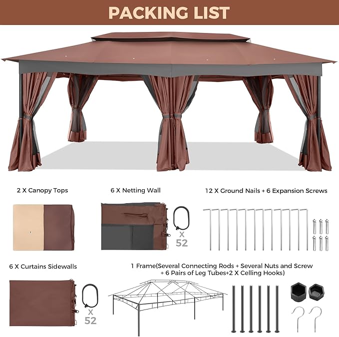 COBIZI Gazebo 12x20 Heavy Duty Gazebos - Image 9