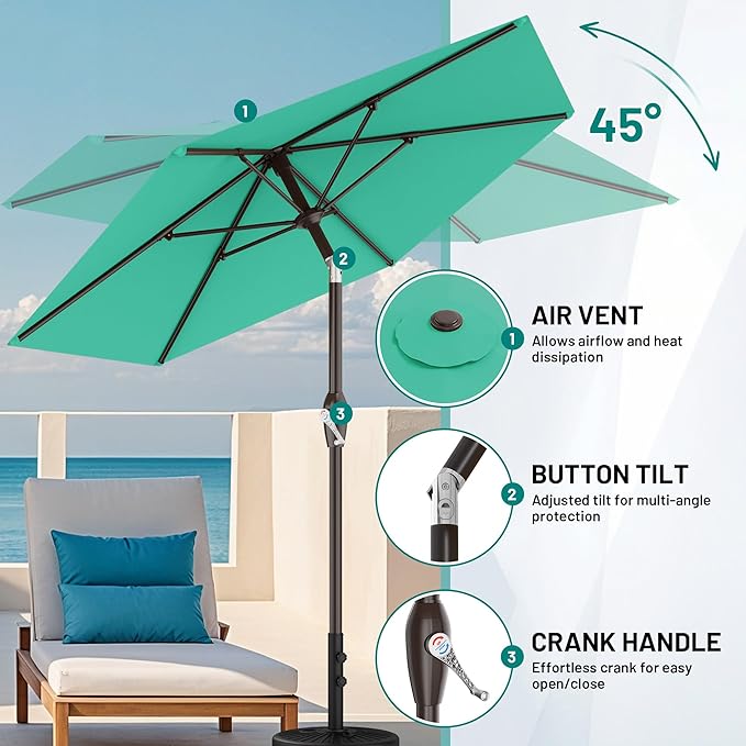 AreShark 7.5FT Patio Umbrella Table Market Umbrella - Image 7