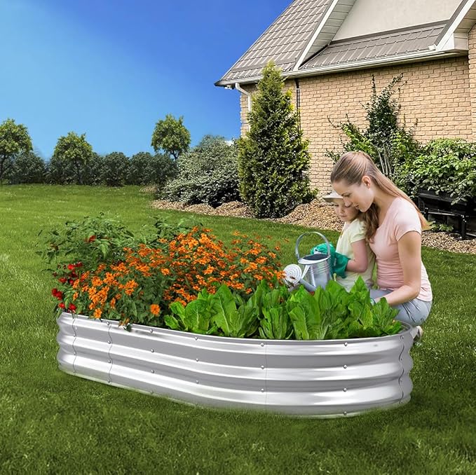 Raised Garden Bed, Oval Metal Planter Box - Image 6