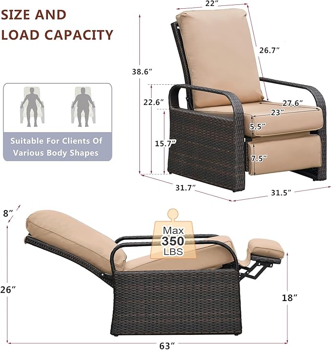 ATR ART TO REAL Outdoor Recliner, Outdoor Wicker Recliner Chair - Image 2