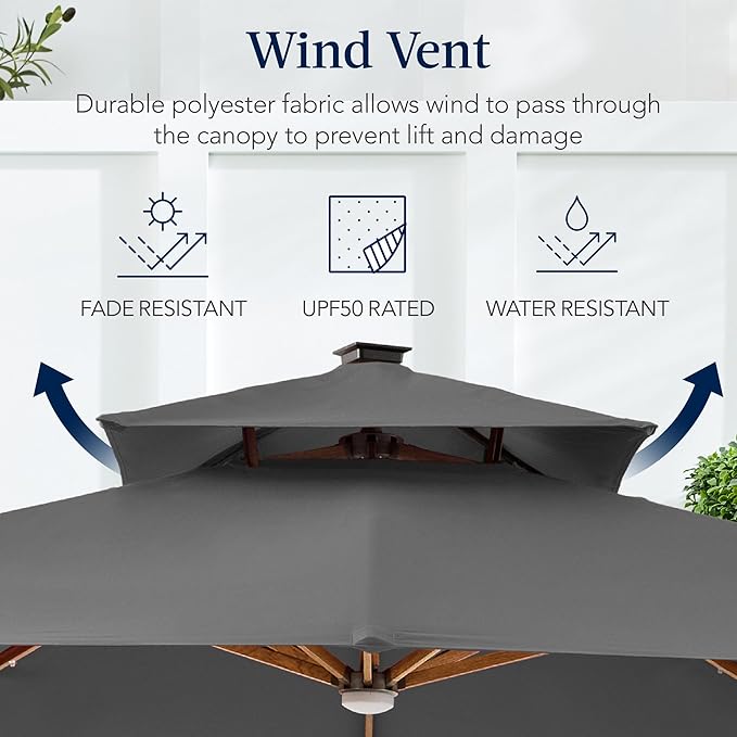 Best Choice Products 10ft Square Cantilever Patio Umbrella w/Base Included - Image 7
