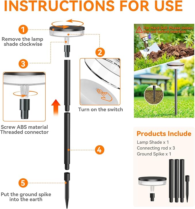 LETMY Solar Pathway Lights Outdoor, 6 Pack 2X Brighter Solar Lights Outdoor - Image 7