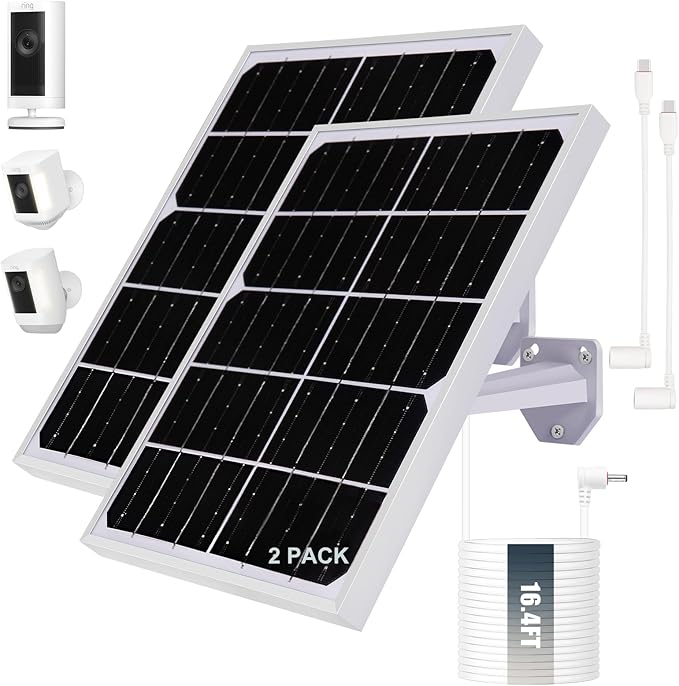 Solar Panel for Security Camera 2 in 1 Port 10W Ring Camera Solar Charger by Unknown