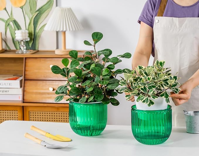 Melphoe Self Watering Pots for Indoor Plants Planter, 6.5 Inch 2 Pack Planters - Image 2