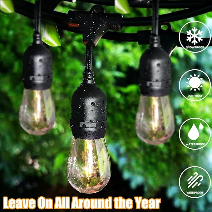 Lakumu Outdoor String Lights 96FT, Commercial Grade Heavy Duty Patio Lights - Image 4