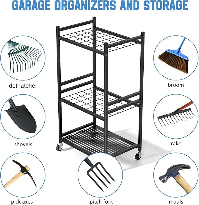 Garden Organizer With Wheels, Yard Tower Rack - Image 5