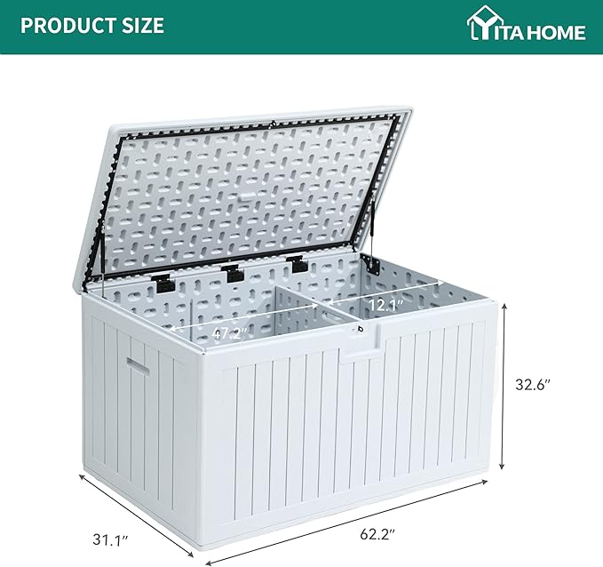 YITAHOME XXL 230 Gallon Large Deck Box, Outdoor Storage - Image 8