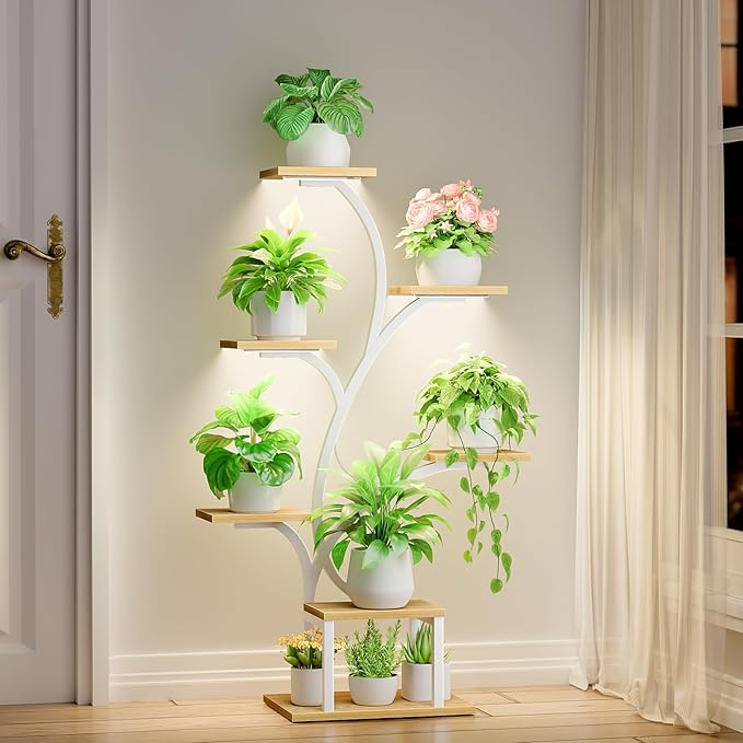 Plant Stand Indoor with Grow Lights, 7 Tiered Indoor Plant Shelf, Metal Plant - Image 9