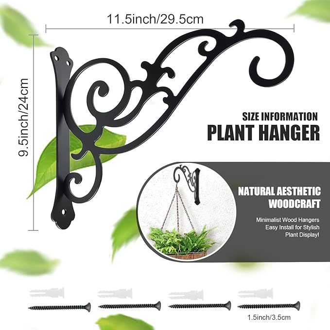 Hanging Planter Hooks 2 Pcs, Outdoor Hanging Brackets Wall Hook Heavy Duty - Image 3