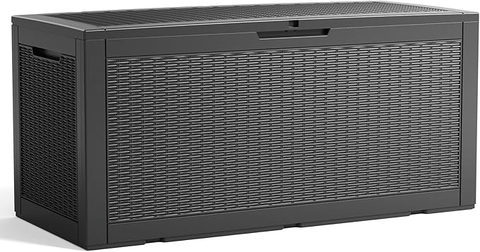 100 Gallon Outdoor Deck Box, Lockable Waterproof Outdoor Storage Boxes by MAIUSCOLI