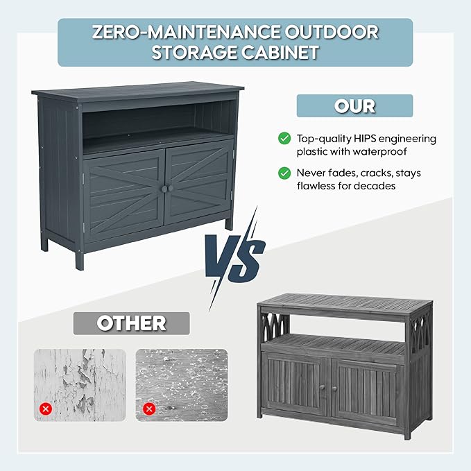 HIPS All-Weather Outdoor Storage Cabinet, Outdoor Sideboard - Image 6
