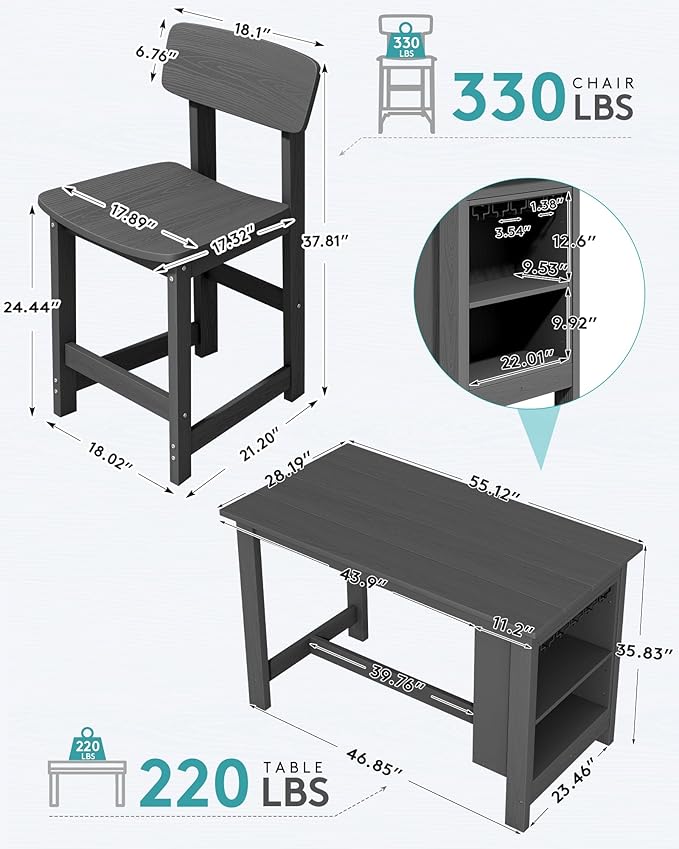 SERWALL 10-Piece HDPE Counter Height Dining Table Sets - Image 2
