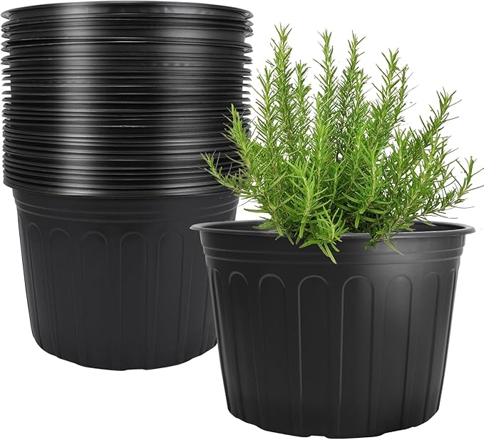 30 Pack 5 Gallon Plastic Nursery Pots, 12.8 Inch Thickened Soft Plant Pots by Unknown