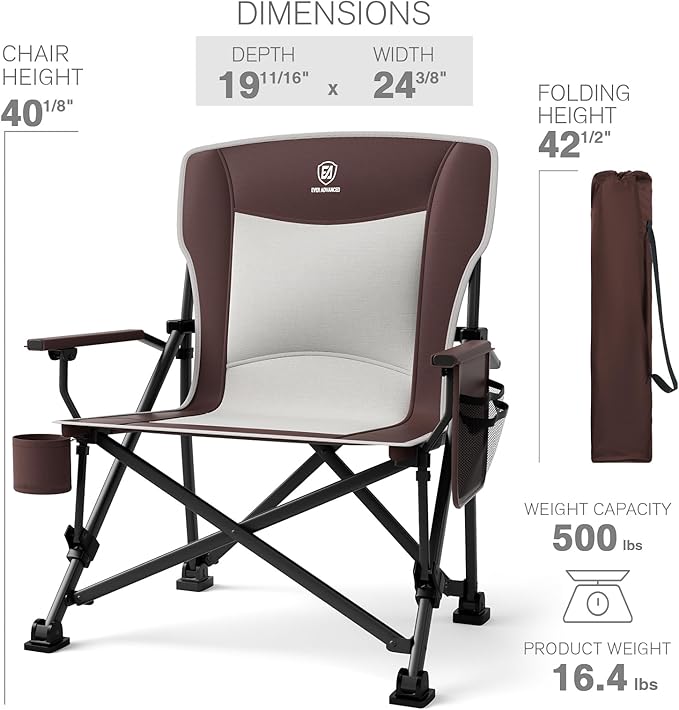 EVER ADVANCED Oversized Folding Camping Chair, - Image 7