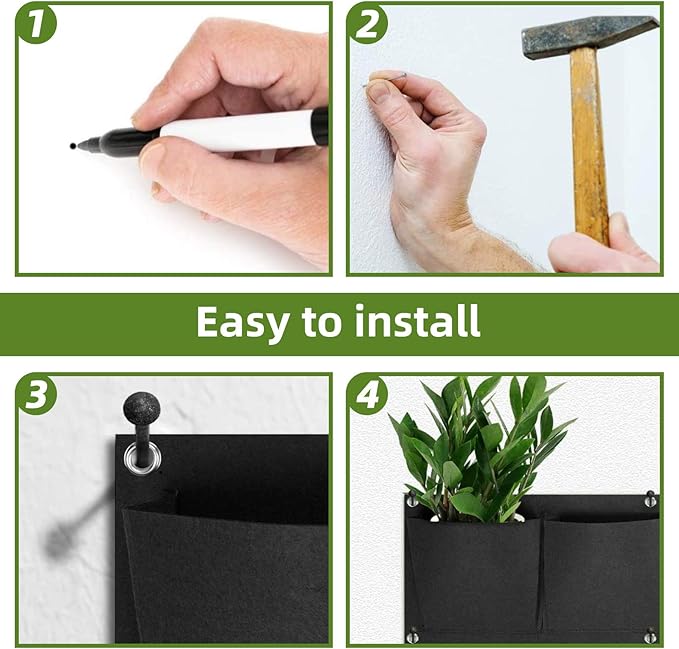 Hanging Planting Grow Bags, 9 Pockets Hanging Vertical Wall Planter Wall - Image 9