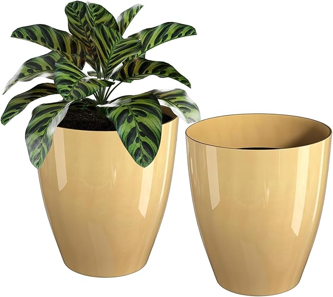 QCQHDU 10 inch Tall Planters for Indoor & Outdoor Plants, 2 Pack Sturdy by QCQHDU