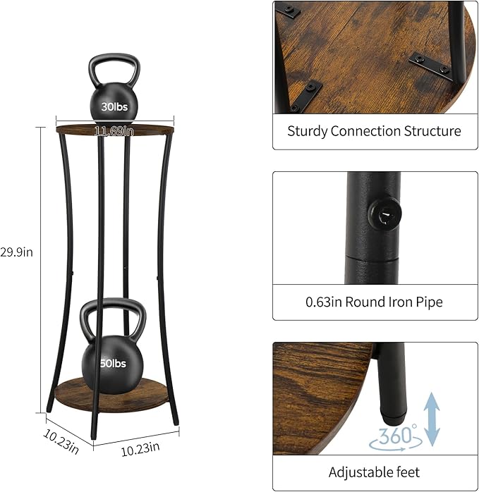 YINMIT Plant Stand Indoor, 2 Tier Round Potted Holder Rack, Flower Pot Stand - Image 4