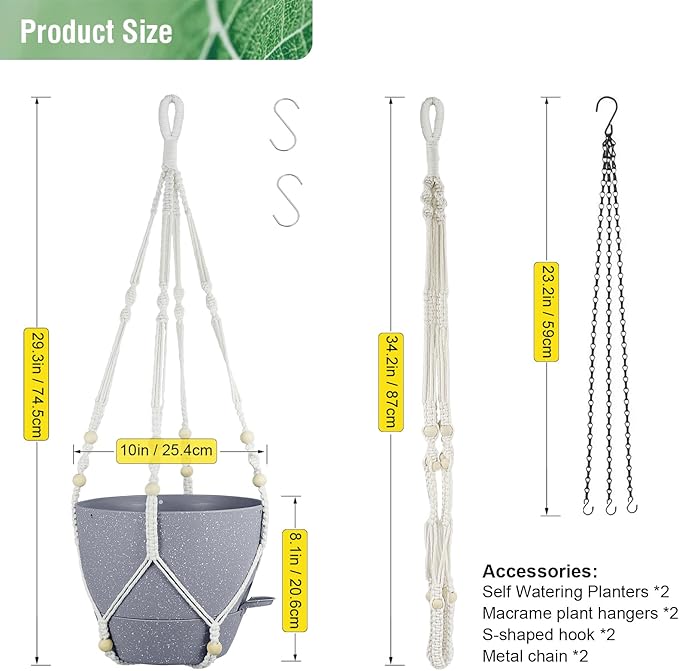 Self Watering Hanging Planters 10 inch, 2 Pack Hanging Flower Pots - Image 3
