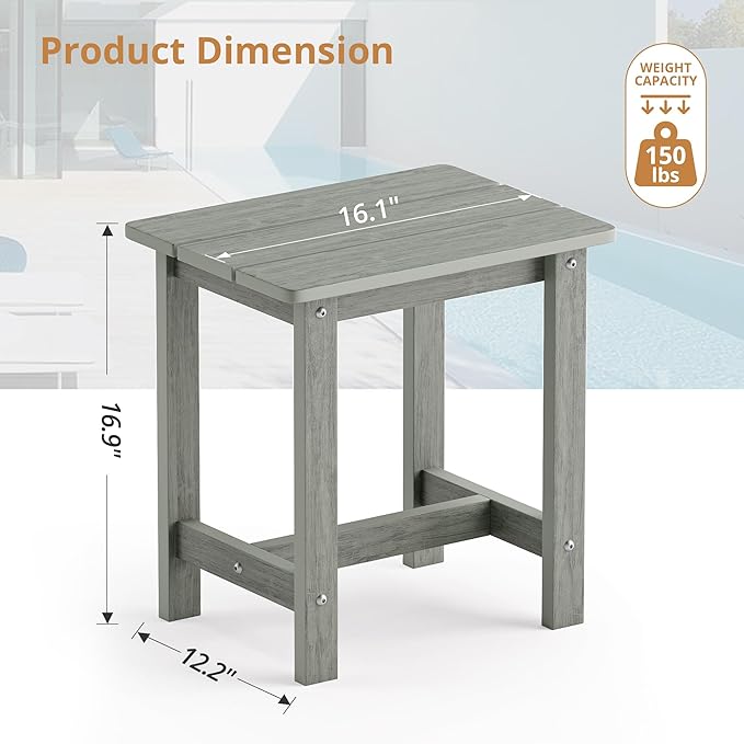 LUE BONA Outdoor Side Table, HDPS Small Outdoor Table, Rectangle Adirondack - Image 3