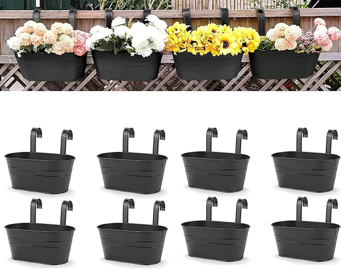 OGIMA 8pcs Hanging Planters Flower Pots, Metal Iron Wall Planter Indoor/Outdoor by OGIMA