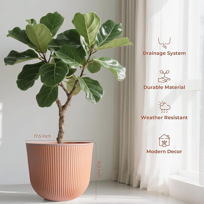 WORTH Garden Round Large Planter Pot 1-Pack, 17.5" Dia x 15.5" H - Image 2